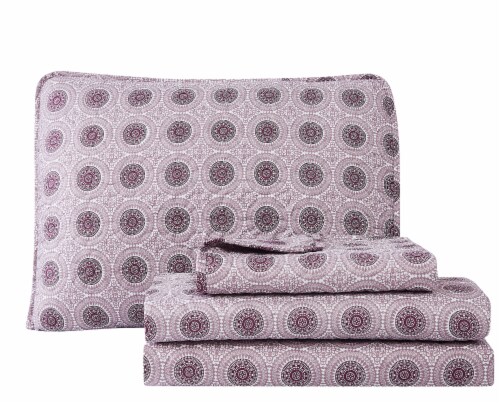 Harper Lane Purple Medallion 3 Piece Quilt Set Perspective: back