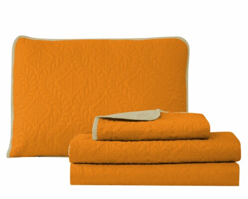 Harper Lane Solid Medallion Orange Reverse To Tan 2 Piece Quilt Set Perspective: back