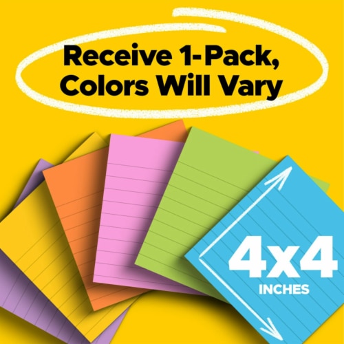 Post-it® Lined Super Sticky Notes - 90 Sheets - Assorted Perspective: back
