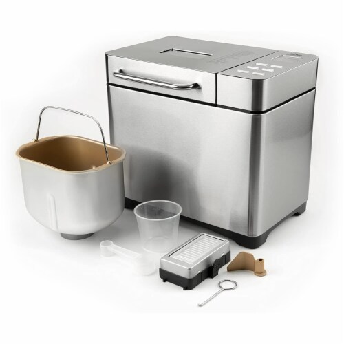 Aroma Housewares Stainless Steel 2 Pound Digital Bread Maker - Silver Perspective: back