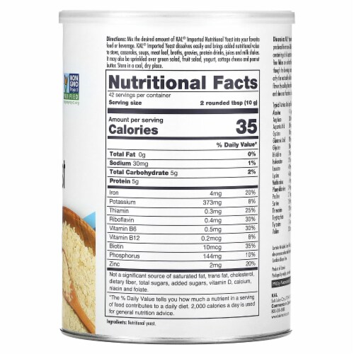 KAL Imported Nutritional Yeast Flakes - 14.8 oz (420 g) Perspective: back