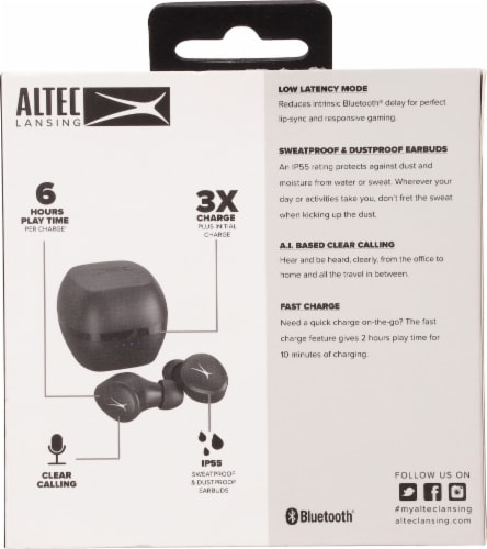 Altec Lansing Truly Wireless Nano Earbuds 3.0 - Black Perspective: back