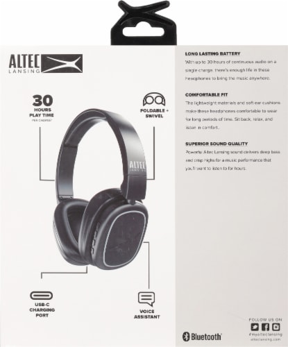 Altec Lansing Nanophone ANC 2.0 Noise Cancelling Wireless Headphone - Black Perspective: back