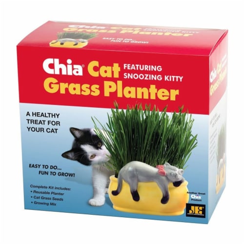Chia® Cat Snoozing Kitty Grass Planter Perspective: back