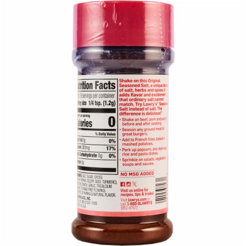 Lawry's Seasoned Salt Perspective: back