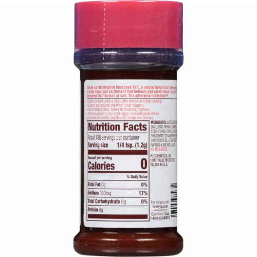 Lawry's® Original Seasoned Salt Perspective: back