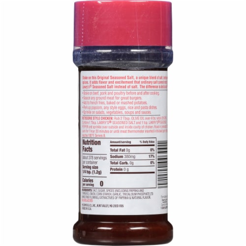 Lawry's Economy Size Seasoned Salt Perspective: back