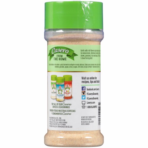 Lawry's Casero Garlic Powder Perspective: back