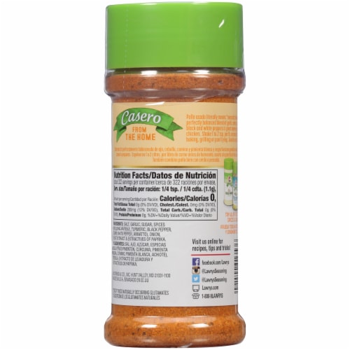 Lawry's Casero Pollo Asado Seasoning Perspective: back