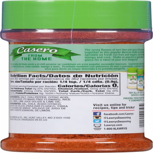 Lawry's® Casero Chili & Lime Seasoning Perspective: back