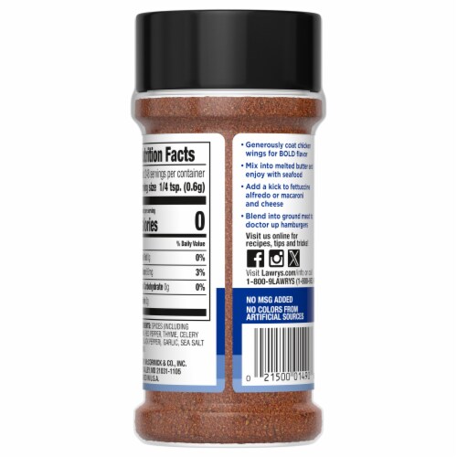Lawry's Seasoned Cajun Seasoning Perspective: back