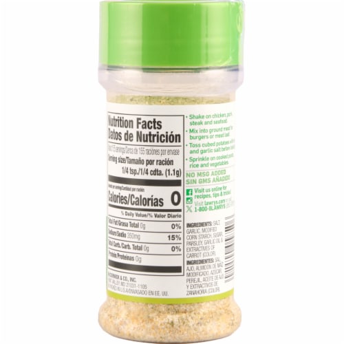 Lawry's Coarse Ground With Parsley Garlic Salt Perspective: back