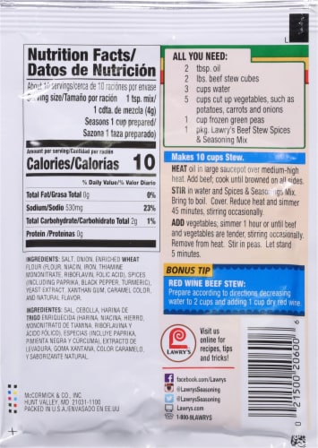 Lawry's® Beef Stew Spices & Seasonings Mix Perspective: back