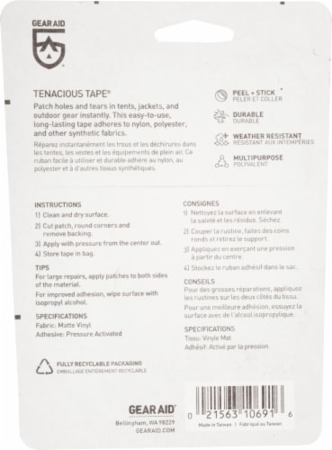 Gear Aid® Tenacious Tape™ Repair Tape - Clear Perspective: back