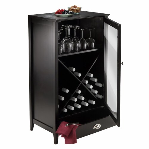 Winsome Bordeaux Modular Wine Cabinet X-Panel Dark Wood Finish (92442) Perspective: back