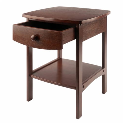 Winsome 22 Inch Tall Wood Claire Curved End Table Nightstand with