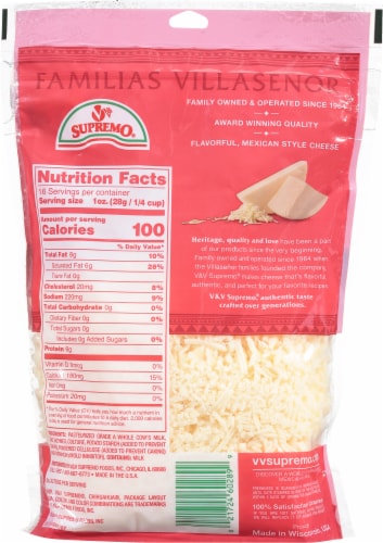 V&V Supremo Chihuahua® Queso Quesadilla Mexican Shred Cheese Perspective: back