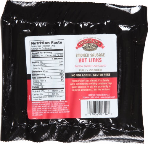 Hempler's® Hot Links Sausages Perspective: back