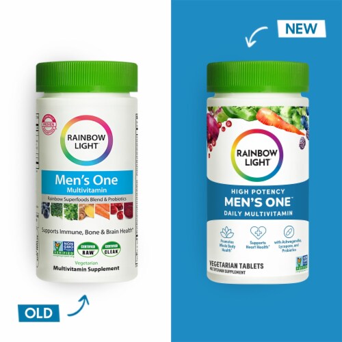Rainbow Light Men's One High Potency Multivitamin Tablets Perspective: back