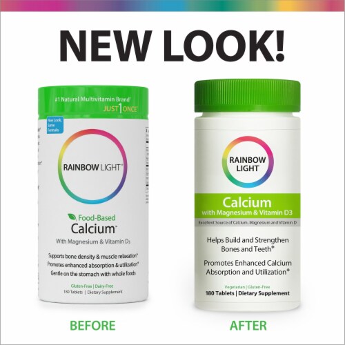 Rainbow Light Calcium With Magnesium and Vitamin D3 Tablets Bone Health and Teeth Support Supplement Perspective: back