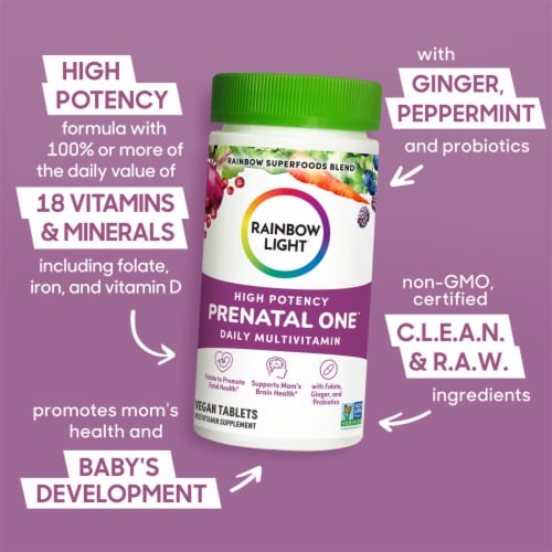 Rainbow Light Prenatal One High Potency Multivitamin Tablets Perspective: back
