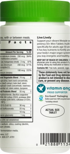Rainbow Light 50+ Multivitamin Gluten Free Mini Tablets Perspective: back