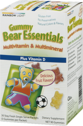 Rainbow Light Gummy Bear Essentials Multivitamin & Multimineral Plus Vitamin D Gummies Packets Perspective: back