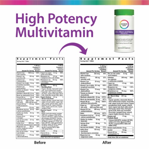 Rainbow Light 35+ Mom and Baby Multivitamin Prenatal Vitamins Perspective: back