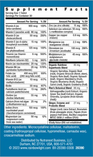 Rainbow Light Men's One Multivitamin Supplement Tablets Perspective: back