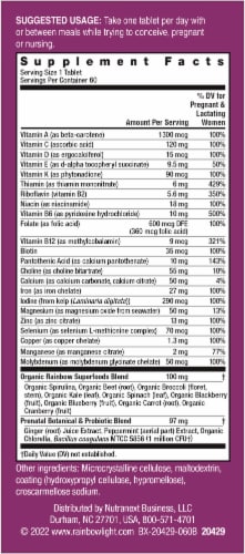 Rainbow Light Prenatal One Multivitamin Supplement Tablets 60 Count Perspective: back