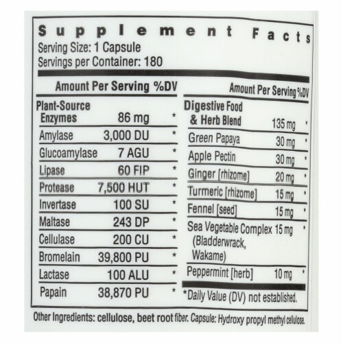 Rainbow Light Advanced Enzyme System Vegan Capsules Perspective: back