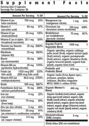 Rainbow Light Organic Women's Multivitamin Vegetarian Capsules Perspective: back