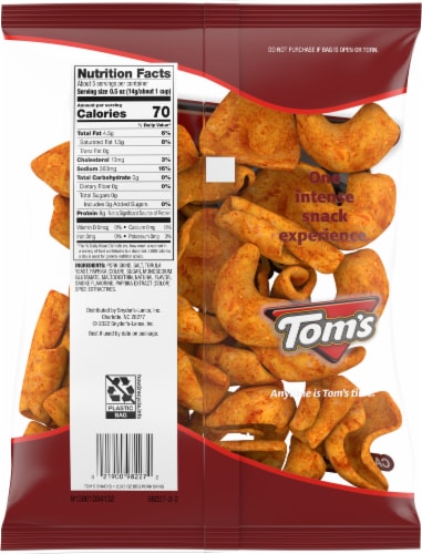 Tom's BBQ Fried Pork Rinds Snacks Perspective: back