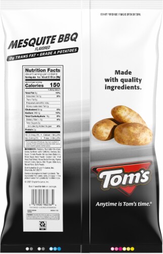 Tom's Ridges Mesquite BBQ Flavored Potato Chips Perspective: back