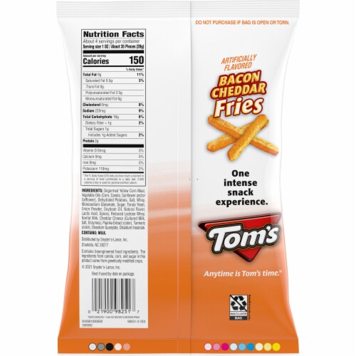 Tom's® Bacon Cheddar Fries Perspective: back