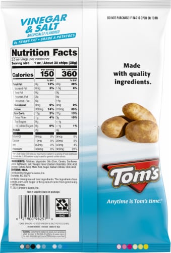 Tom's® Vinegar & Salt Potato Chips Perspective: back