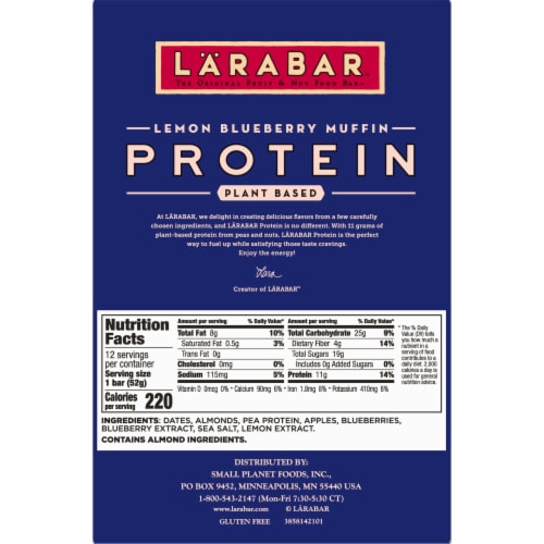 Larabar™ Lemon Blueberry Muffin Protein Bars Perspective: back