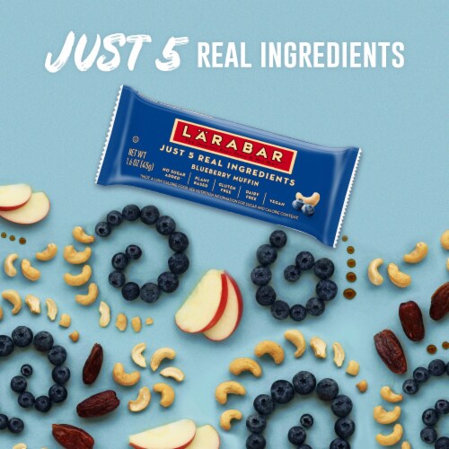 Larabar Gluten Free Vegan Blueberry Muffin Fruit & Nut Bars Healthy Pantry Snacks Perspective: back