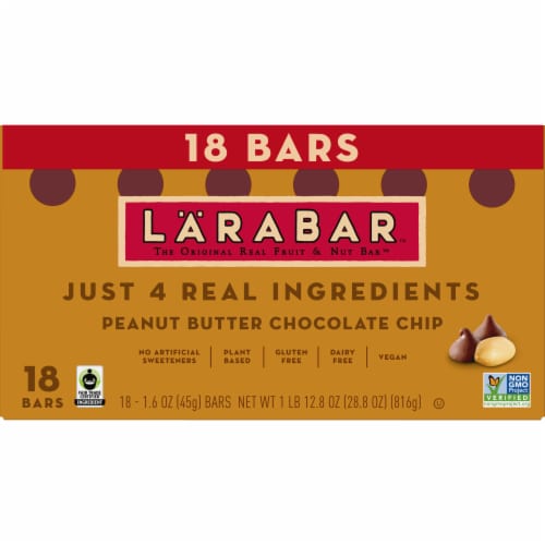 Larabar Gluten Free Vegan - Peanut Butter Chocolate Chip Fruit & Nut Bars Healthy Snacks Perspective: back