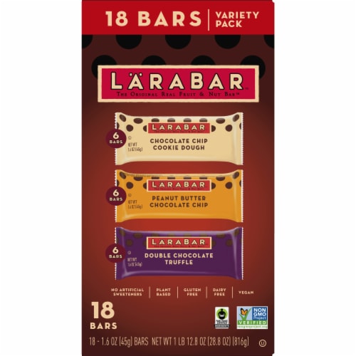 Larabar Gluten Free Vegan Chocolate Variety Pack Fruit & Nut Bars Healthy Snacks Perspective: back
