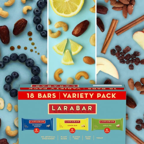 Larabar Blueberry Muffin Lemon Bar Apple Pie Variety Pack Fruit & Nut Bars Perspective: back