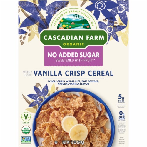 Cascadian Farm Organic No Added Sugar Vanilla Crisp Cereal Perspective: back