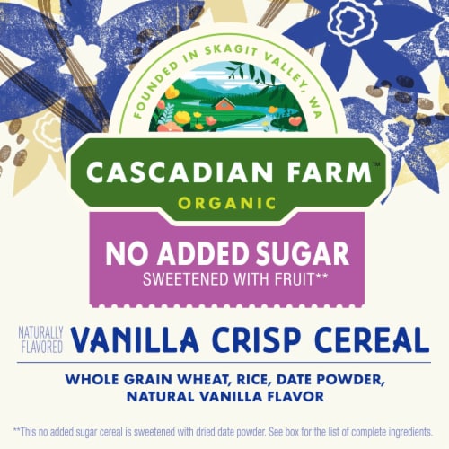 Cascadian Farm Organic No Added Sugar Vanilla Crisp Cereal Perspective: back
