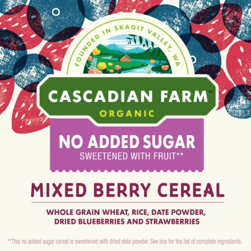 Cascadian Farm Organic No Added Sugar Mixed Berry Cereal Perspective: back