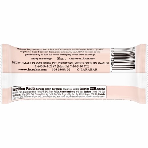 Larabar Gluten-Free Almond Butter Chocolate Brownie Plant Based Protein Bar Perspective: back