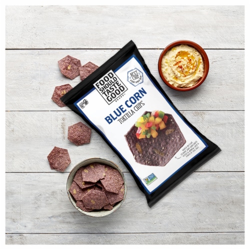 Food Should Taste Good Gluten Free Blue Corn Tortilla Chips Perspective: back