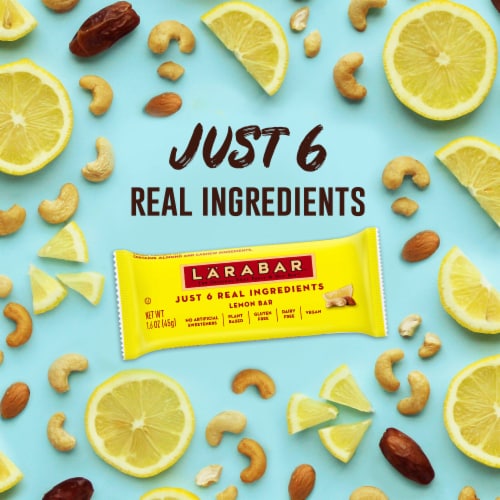 Larabar Gluten Free Vegan Lemon Bar Fruit & Nut Bars Healthy Pantry Snacks Perspective: back