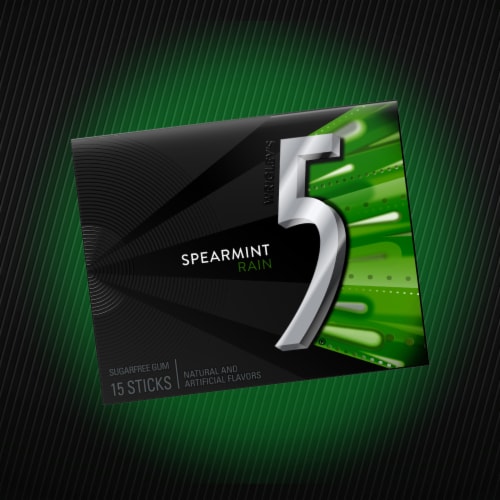 5 GUM Spearmint Rain Sugar Free Chewing Gum Five Gum Perspective: back