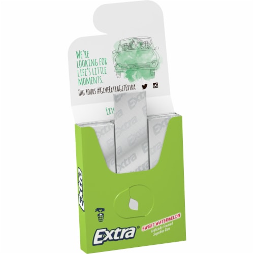 Extra Gum Sweet Watermelon Sugar Free Chewing Gum Single Pack Perspective: back