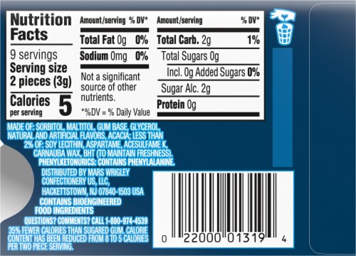 Wrigley's Eclipse® Peppermint Sugar-Free Gum Perspective: back